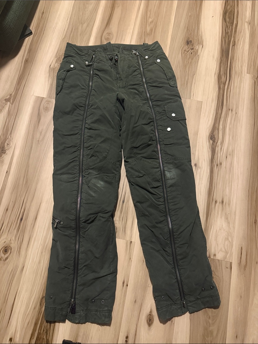 Ralph Lauren Olive Green Zip-Front Cargo Pants